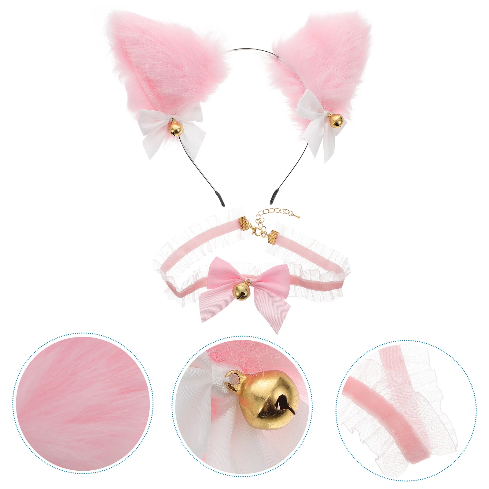 

Bow Headbands Girls Bell Choker Party Cat Ear Ears Bells Cats Kitten Cosplay Headdress Miss Lolita