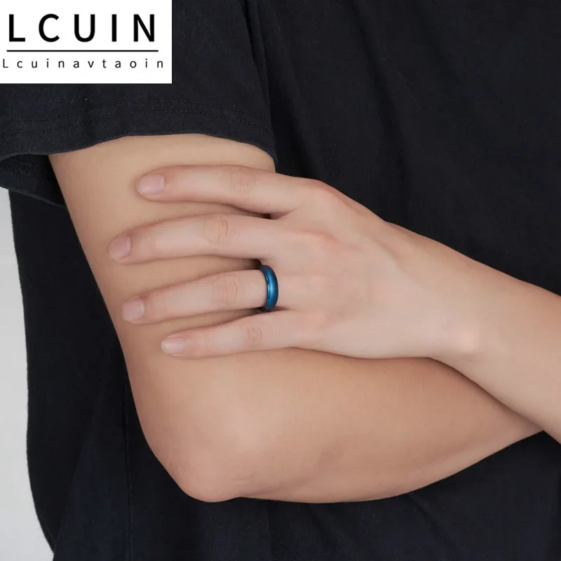 Модные титановые минималистичные матовые черные/синие мужские кольца для мужчин