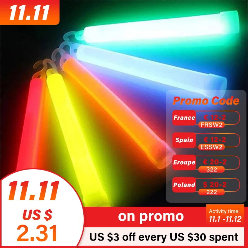 

5pcs/lot 6inch multicolor Glow Stick Chemical light stick Camping Emergency decoration Party clubs supplies Chemical Fluorescent