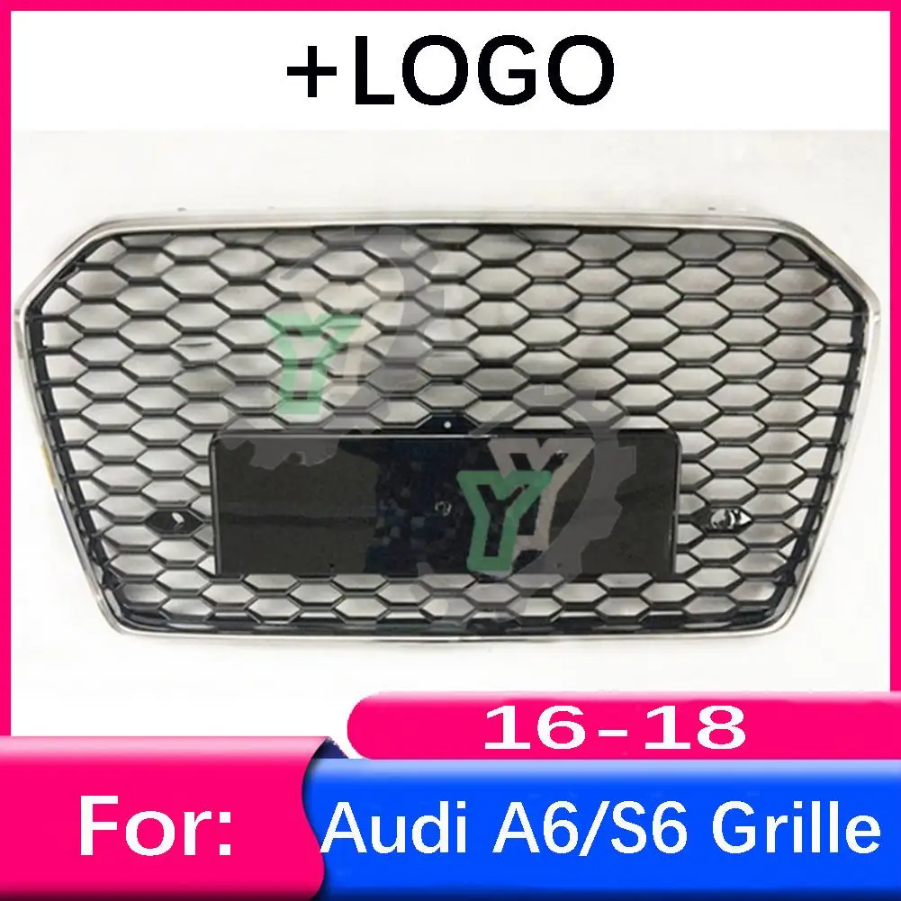 

For Audi A6/S6 2016 2017 2018 Car Front Bumper Grille Centre Panel Styling Upper Grill (Modify For RS6 style)