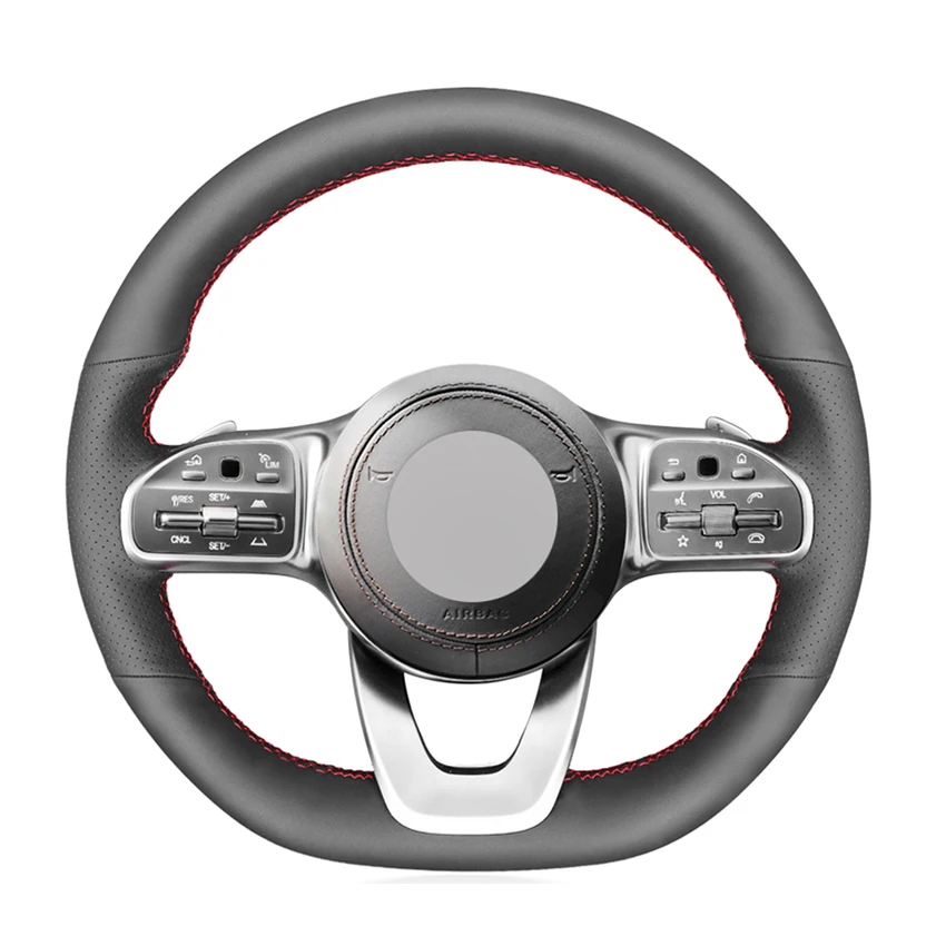 

Черная оплетка рулевого колеса из искусственной кожи для Mercedes-Benz A-Class W177 C-Class W205 E-Class W213 S-Class W222 2018-2020