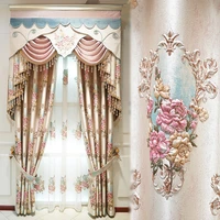 european style high precision curtains for bedroom villa window curtain for living room embroidered gauze 3d floral girl curtain