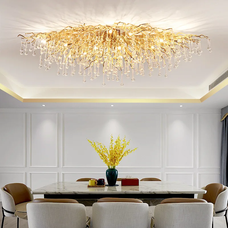 

Modern Crystal LED Chandeliers Nodric Gold Sliver Luxury Ceiling Lamp for Living Room Kitchen Hotel Hall Indoor Decor FIxture