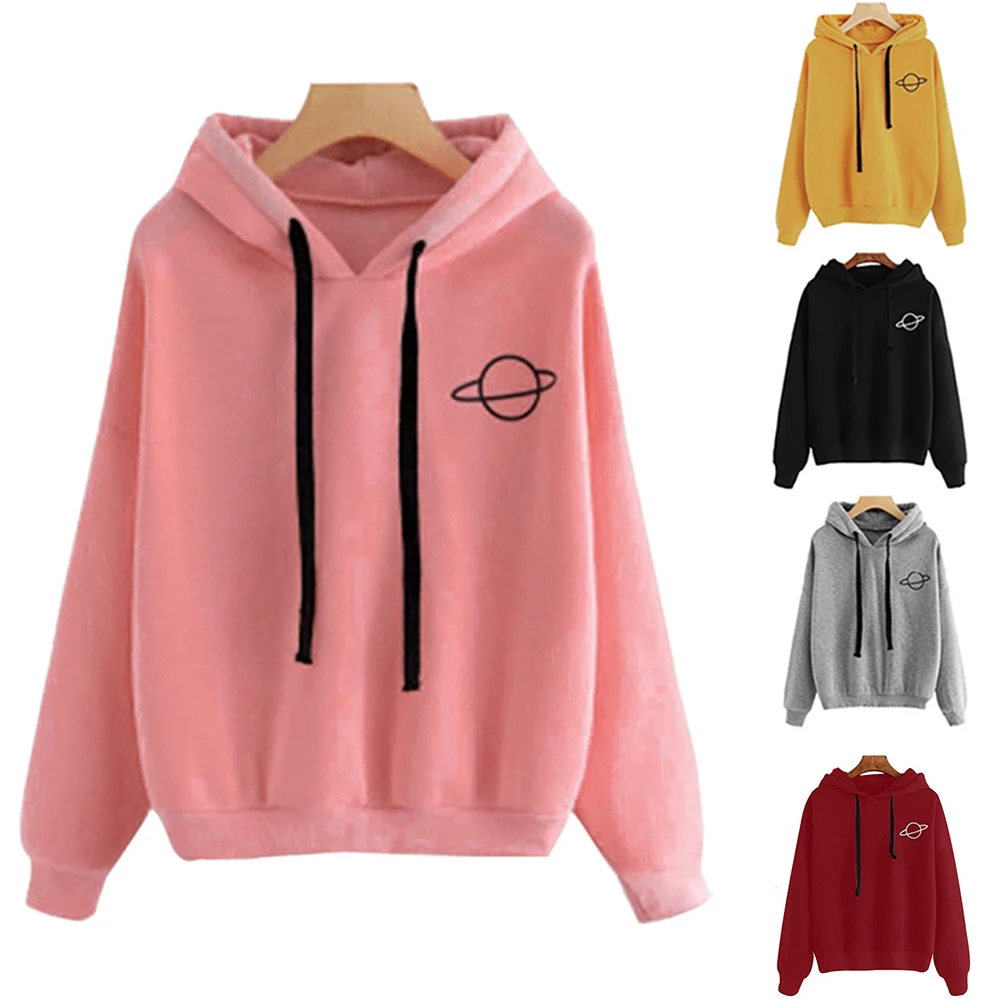 Женские толстовки с капюшоном повседневный однотонный Свободный свитшот