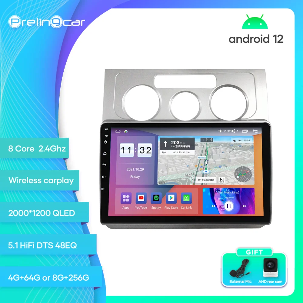 

Prelingcar For VW Touran 2003-2010 Years Android 12 Car Monitor 8 256g Carplay RDS GPS Built 2din Radio DVD Player 5.1HIFI DST