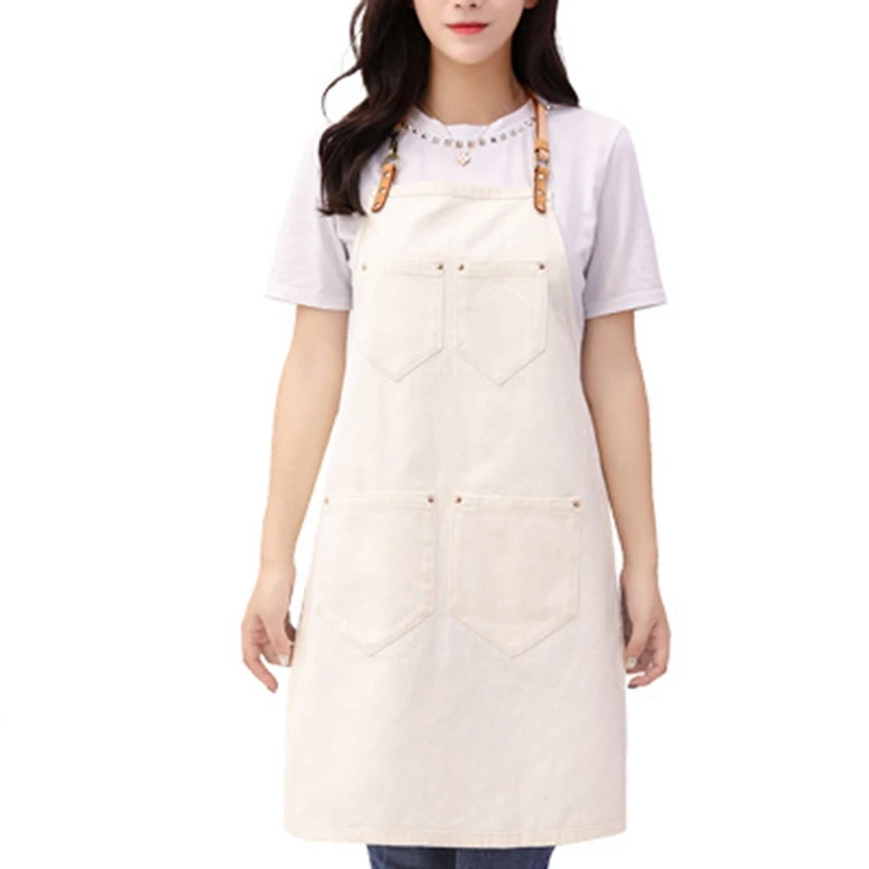 

SEWS-Barber Apron Canvas Hanging Neck Apron Unisex Kitchen Pinafore Hotel Restaurant Cafe Barber Shop Bakery Shop Waiter Work Un