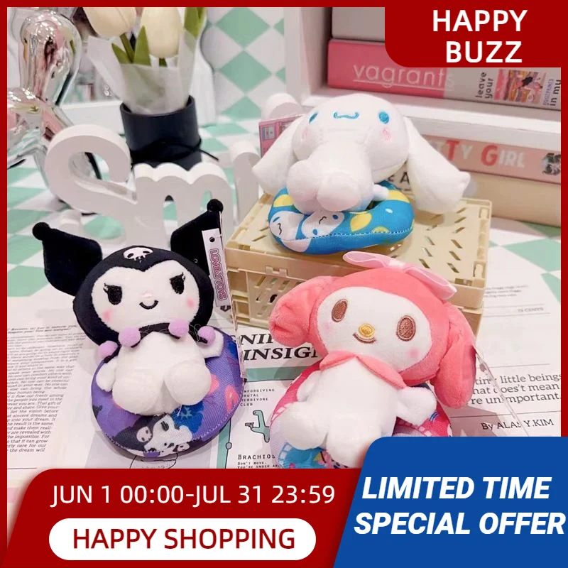

Cute Sanrio Summer Swimming Circle Series Key Chain Kuromi My Melody Cinnamoroll Girl Bag Decoration Pendant Doll Children Gift