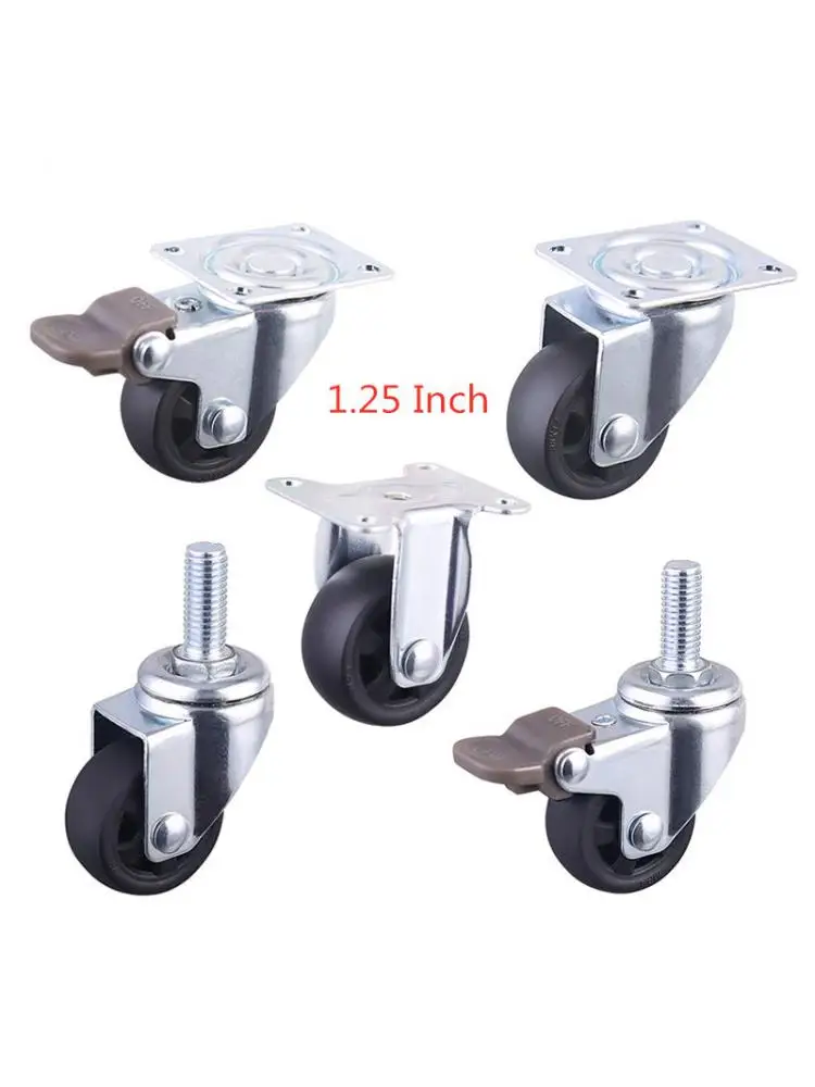 

4 Pcs/Lot 1.25 Inch Black PP Caster Flat Light Universal Wheel Sofa Coffee Table Pulley