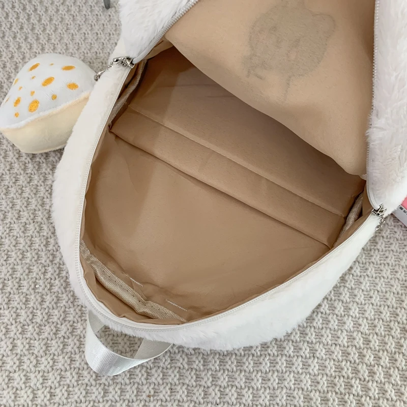 Est Kawaii Girls School Backpack Teenager Women Female Bagpack Shoulders Fluffy Nylon Bear Bolsa Mochila Bag Mini Cute Smallbag