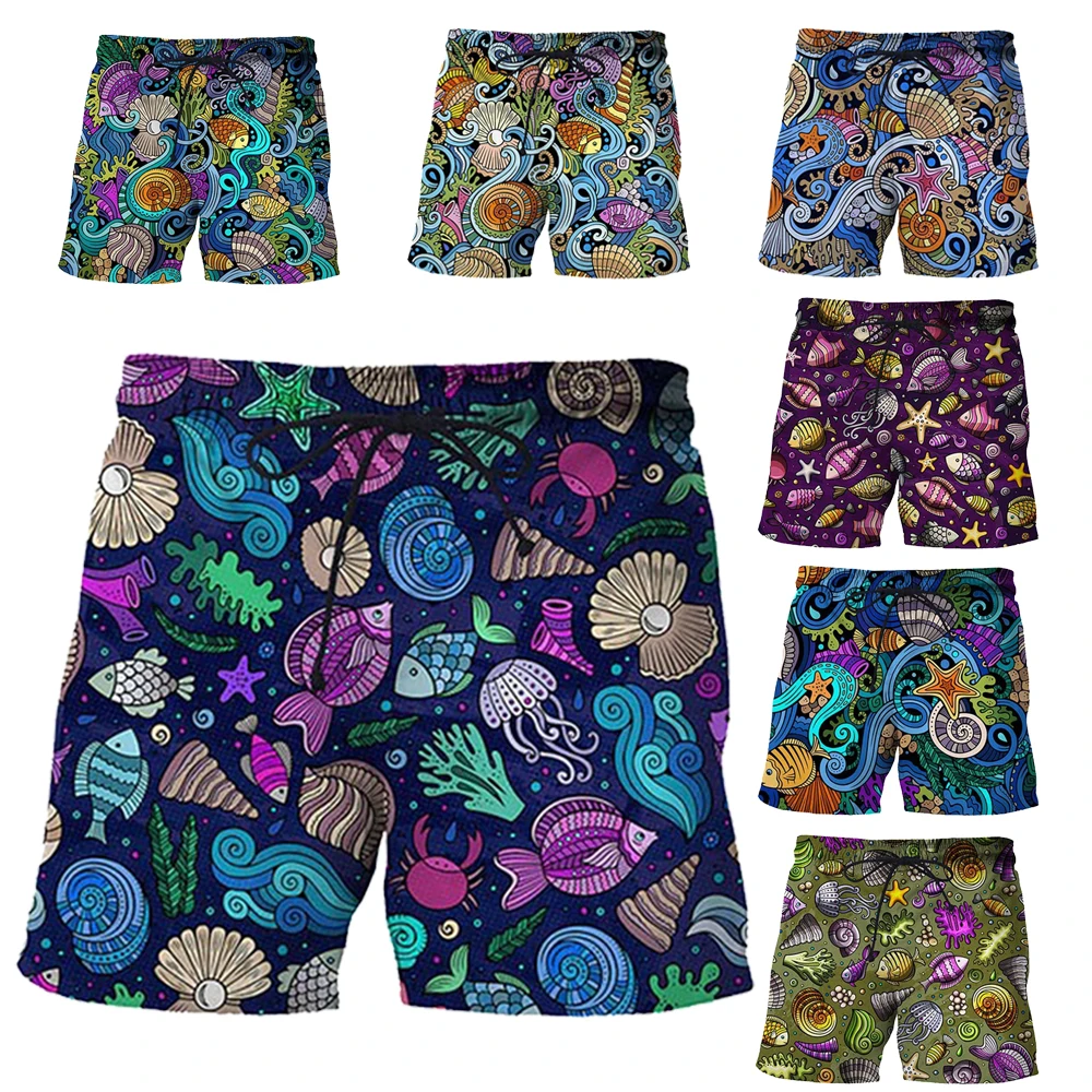 

2022 Summer Men Shorts Mid Rise Drawstring Running Sport Short Pants Casual Fashion Print Oversized Clothes Loose Beach Pants