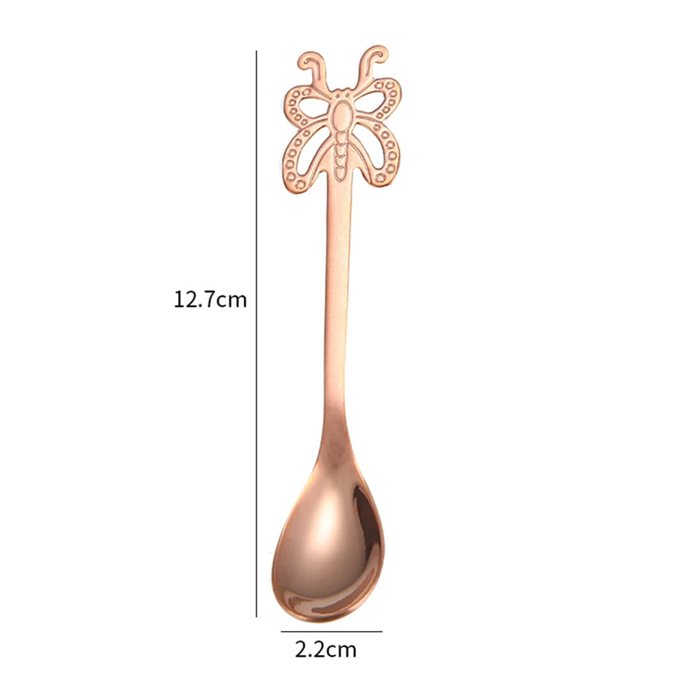 

Durable New Practical Useful Spoons Teaspoon Anniversary Birthday Butterfly Office Polishing Smooth Stainless Steel