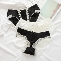 new fashion panties women sexy underwear low waist cotton panties ladies lace underpants girls bow briefs female sexy lingerie