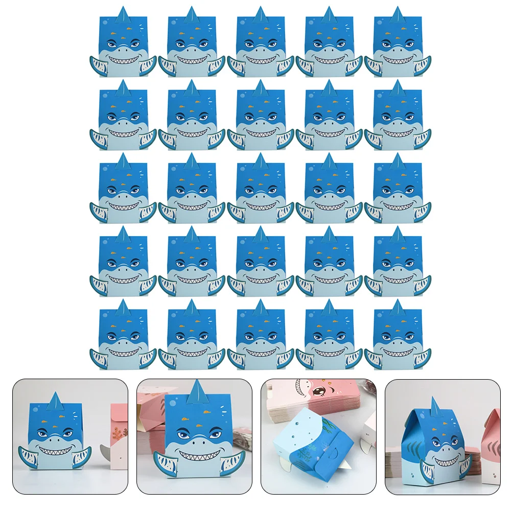

25pcs Paper Treat Boxes Party Bags Blue Theme Candy Goodie Bags Present Bags for Kids Summer Ocean Shower Birthday Party