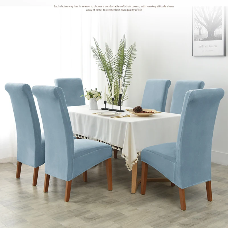 Чехол на стул с высокой спинкой размер XL бархатный эластичный для дома столовой