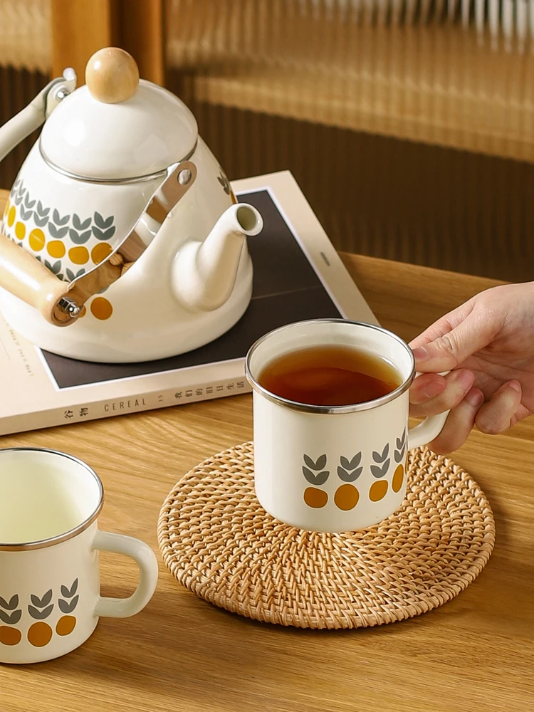 Фарфоровые эмалированные чайные кастрюли 1350 мл 380 чашки в японском ретро-стиле