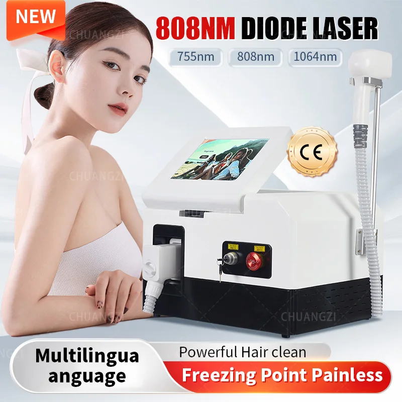 

2023 портативный 808nm755nm1064nm диодный лазер с тремя длинами волны для постоянного удаления волос, безболезненное охлаждение, аппарат для лазерного удаления волос