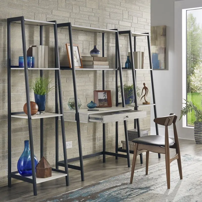 

Martin Marble 3-Piece Ladder Desk and Bookcase Set, Matte Black Finish
