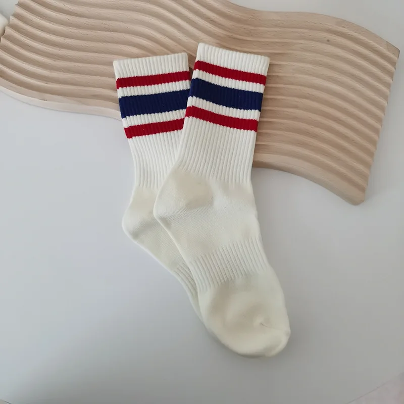 

College Style Striped Women Socks Solid Long Sock for Women Kawaii Cute Harajuku Vintage Streetwear