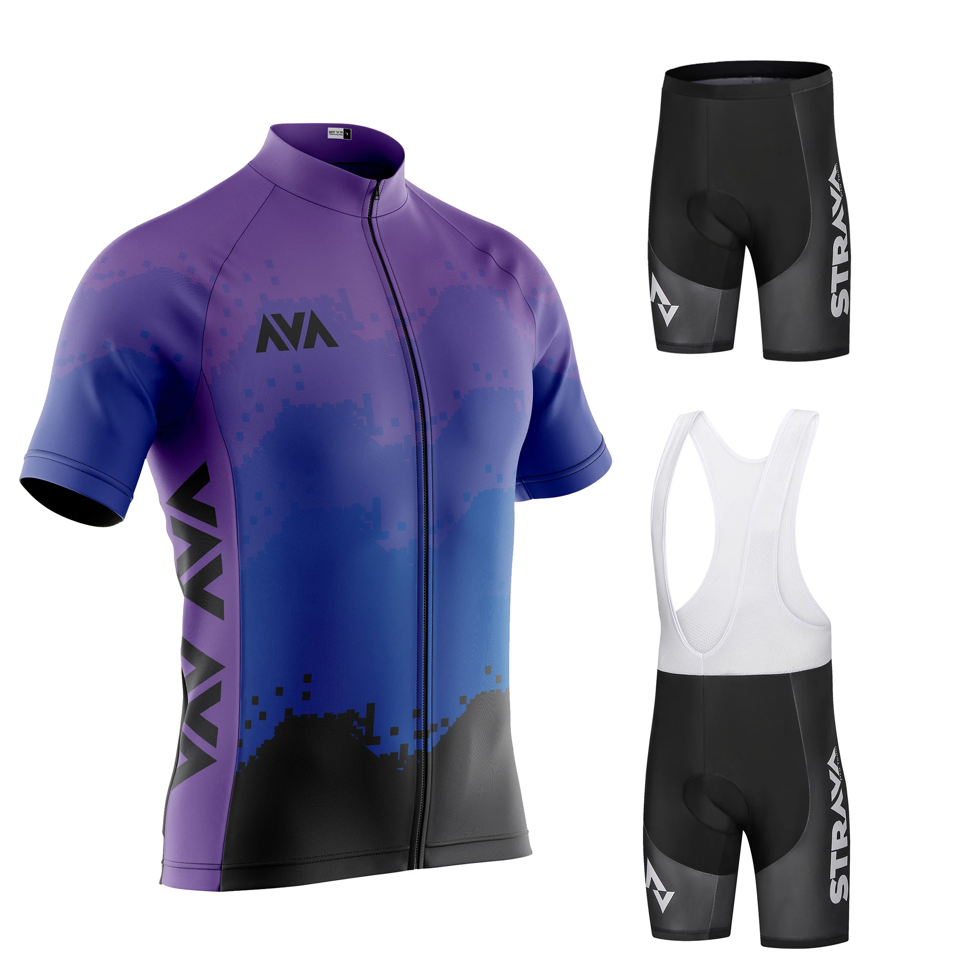 

STRAVA pro team Cycling Jersey Men Set Bib Shorts Set Summer Mountain Bike Bicycle Suit Bicycle Racing Uniform Clothes