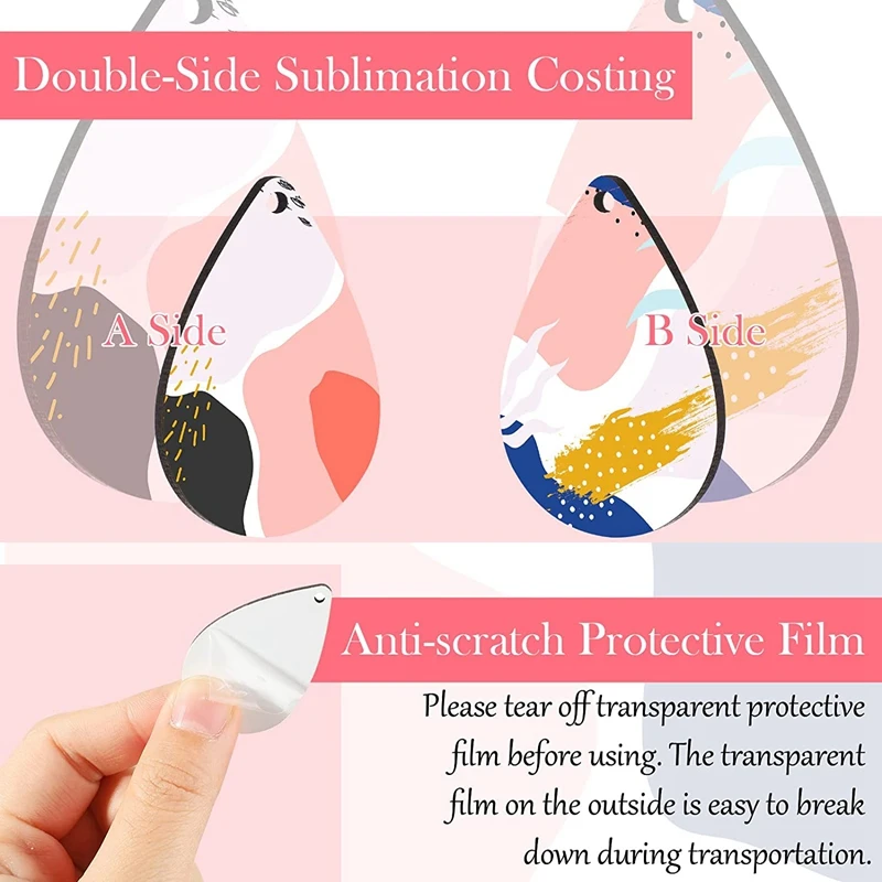 

New 60 Pieces Sublimation Blank Earrings Sublimation Printing with Earring Hooks Jump Rings Backs with Self Sealing Bags