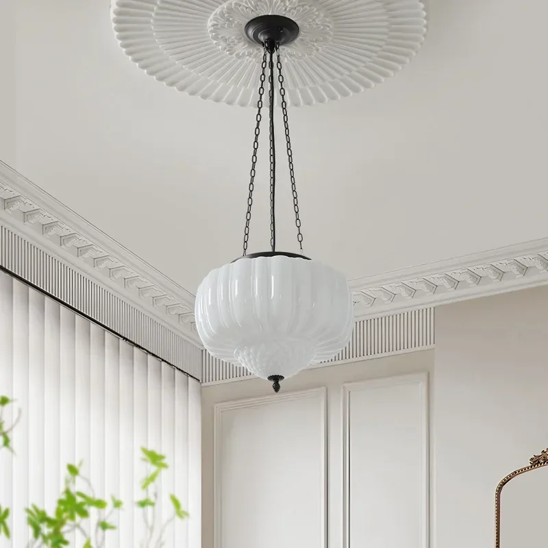 Винтажная ретро стеклянная светодиодная люстра в полоску с резной лампой для