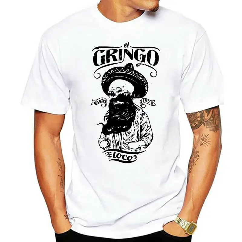 

Футболка El Gringo Loco, Череп, борода, борода, старшая школа, Мексиканский Топ S M L Xl Xxl, Повседневная футболка для взрослых