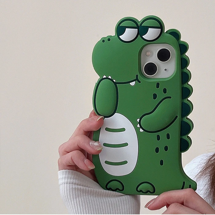 

Cartoon Green Animals Silicone Phone Case for iPhone 14 13 12 11 Pro Max Xr Xs Max X Shockproof Cute Rubber Back Cover