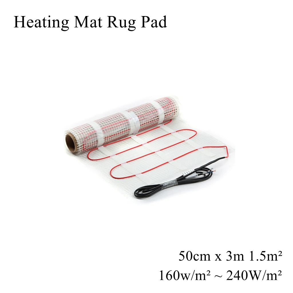 

1.5m² Square Heating Mat Warm Pad Rug Waterproof Shell Twin Conductor Cable Self Adhesive Under Floor Ceramic Tile Cement Wooden
