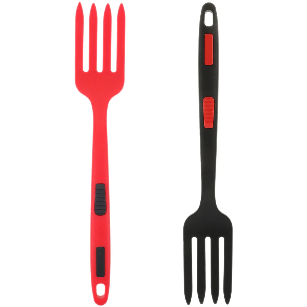 

2 Pcs Rubber Fork Cuisine Silicone Spoon Salad Spaghetti Whisking Cooking Serving Bendable Utensils Spoons Reusable
