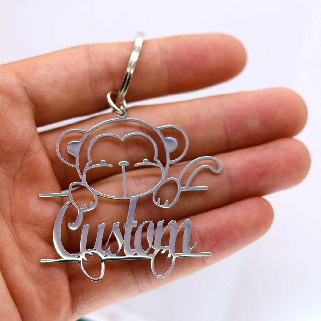 Нержавеющая сталь с гравировкой имени индивидуальный брелок изображением