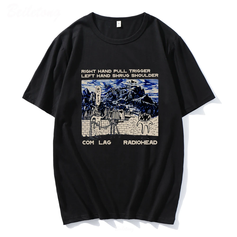Radiohead T Shirt Men and Women Rock Boy Retro Printed Loose Japan Station Female Tops Indie Fans Band Music Tees Male Tops
