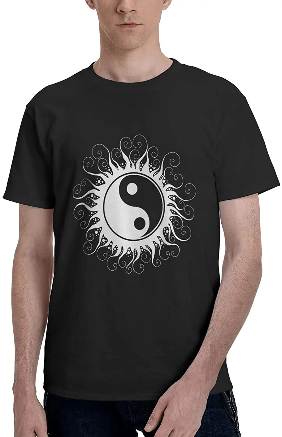 

Футболка мужская с символикой Ying Yang, тяжелая хлопковая футболка