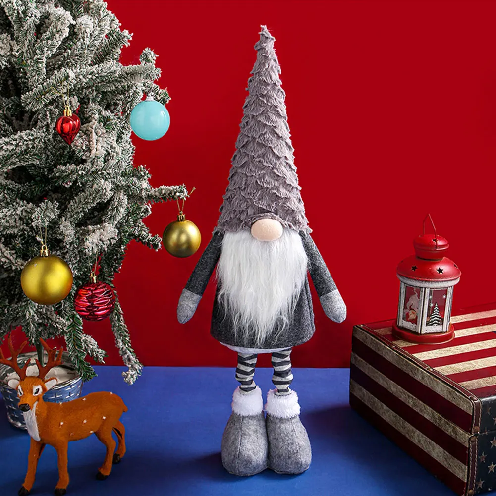 

Christmas Gnome Plush Doll Faceless Plush Gnomes Figure with Long Retractable Leg Multifunctional Handmade Home Decor Handcraft