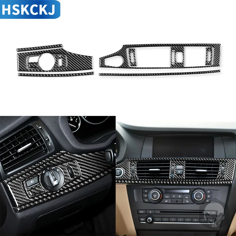 

For BMW X3 F25 2011-2017 X4 F26 2014-2017 Headlight Switch Center Instrument Panel Air Outlet Trim Carbon Fiber Accessories