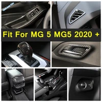 car gear shift knob head door bowl ac covers trims carbon fiber texture fit for mg 5 mg5 2020 2021 abs interior accessories