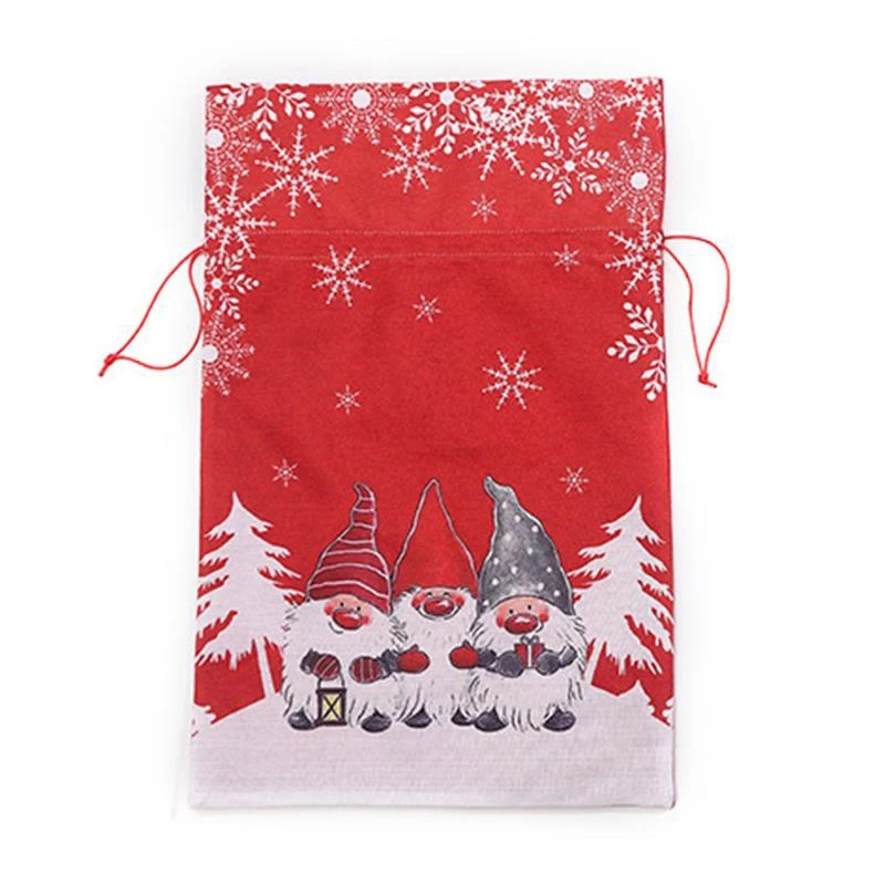 

Рождественское украшение, льняной Подарочный пакет с принтом Forester, сумка для упаковки подарков на шнурке, Детская Праздничная сумка для кон...