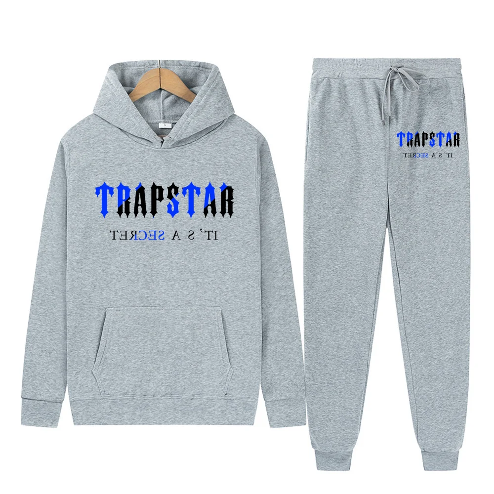 

Autumn Tracksuit TRAPSTAR Printed Sportswear Men's 16 Colors Warm 2 Piece Loose Hooded Sweater + Pants Men's And Women's Suits