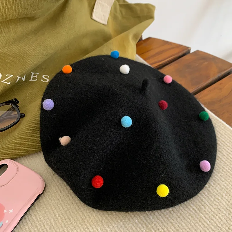 Корейский цветной берет с изображением маленького желейного Боба для девушек