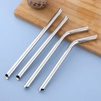 4pcs colorful 12mm reusable metal 304 stainless steel boba straws with 2 brush straws set bent straw for bar drinking