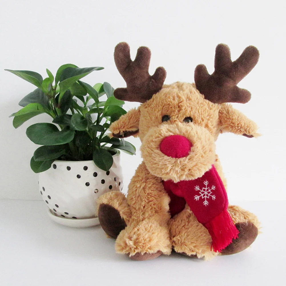 

Stuffedchristmas Plush Animal Reindeerelk Deer Xmas Animals Themed Holidaybrown Fur Huggablebaby Woodland Decoration Figurine