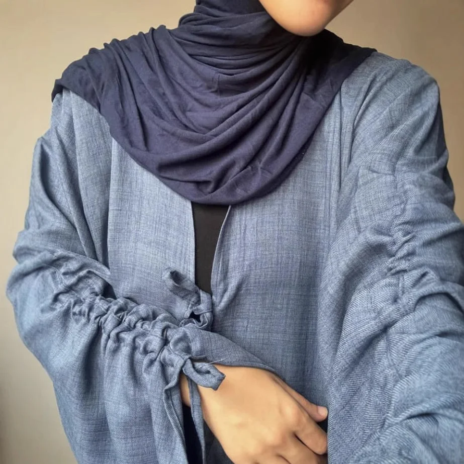 Открытое кимоно Абая с длинными рукавами платье макси для Рамадана женская