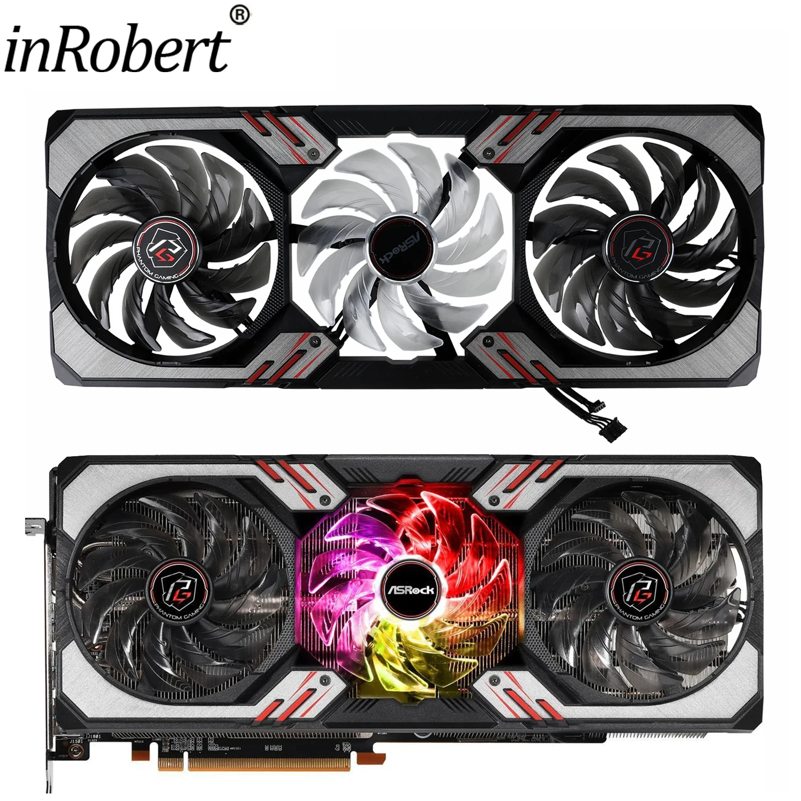 Фото Новый сменный корпус охлаждающего вентилятора для Asrock AMD Radeon RX 6800 6900 6950 XT Phantom Gaming Cooler Fan с чехлом и RGB №1