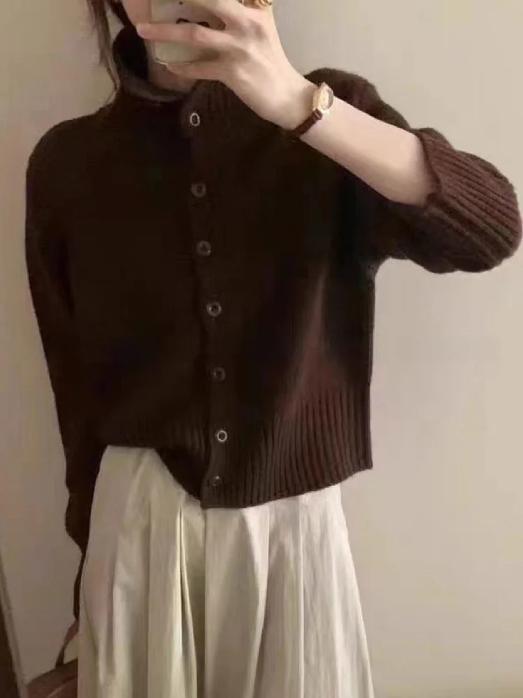 Большие размеры Ngwdlife French sle новый кардиган с высоким воротником женский