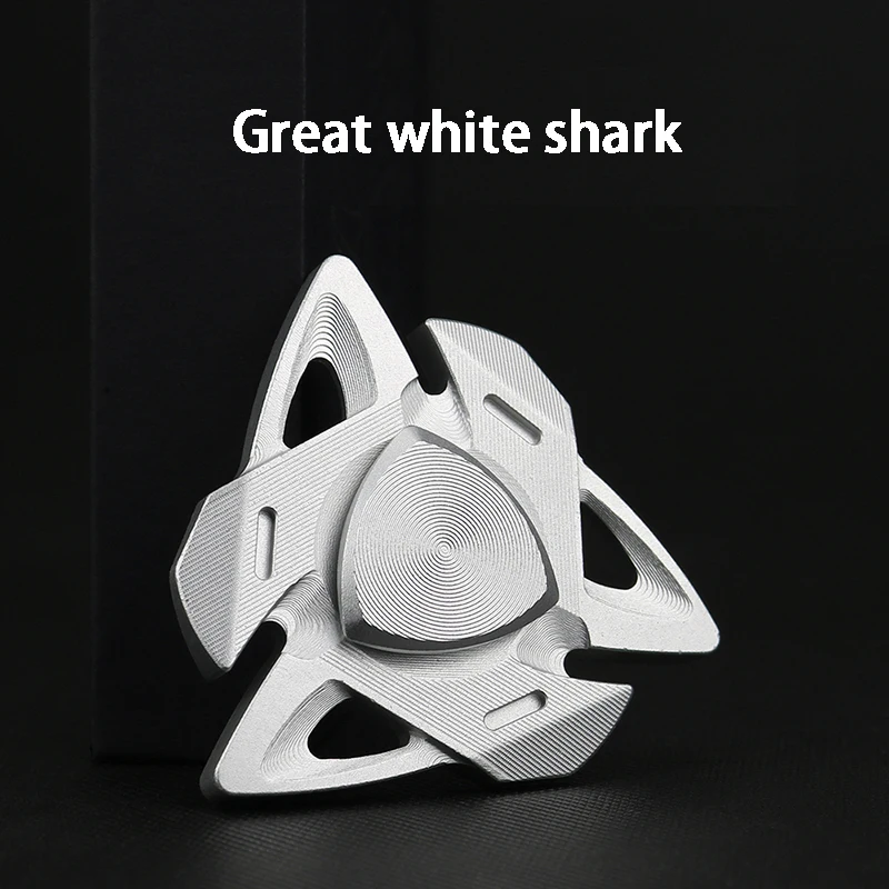 Aluminum Alloy Precision Bearings Fidget Finger Spinner Metal Great White Shark Stress Relief Spinning Toys Fingertip Gyro