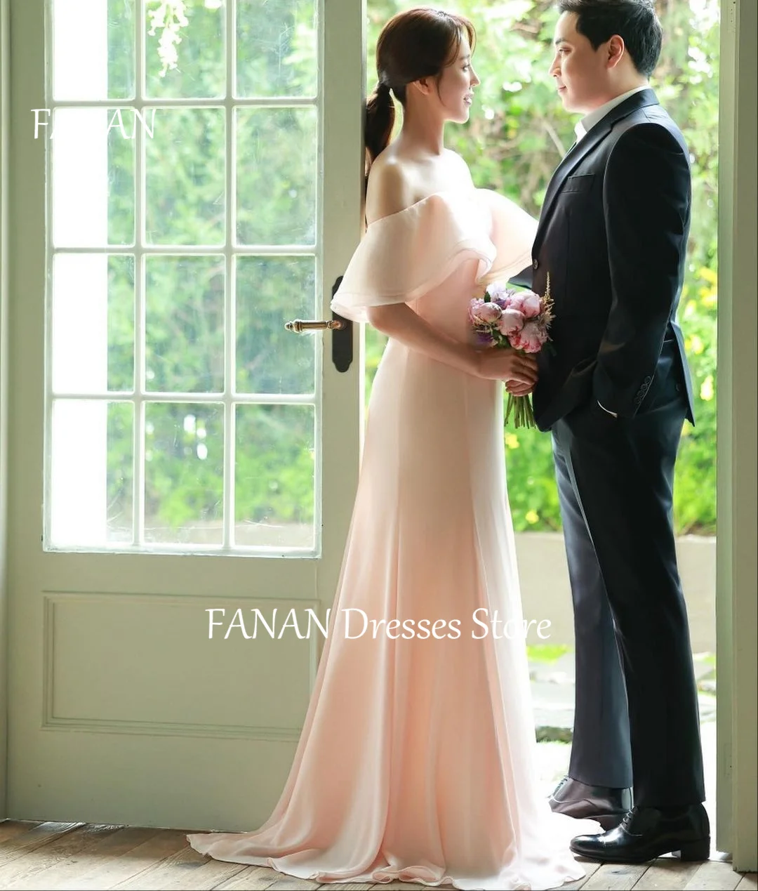 FANAN трапециевидные вечерние платья с открытыми плечами розовый корейский корсет