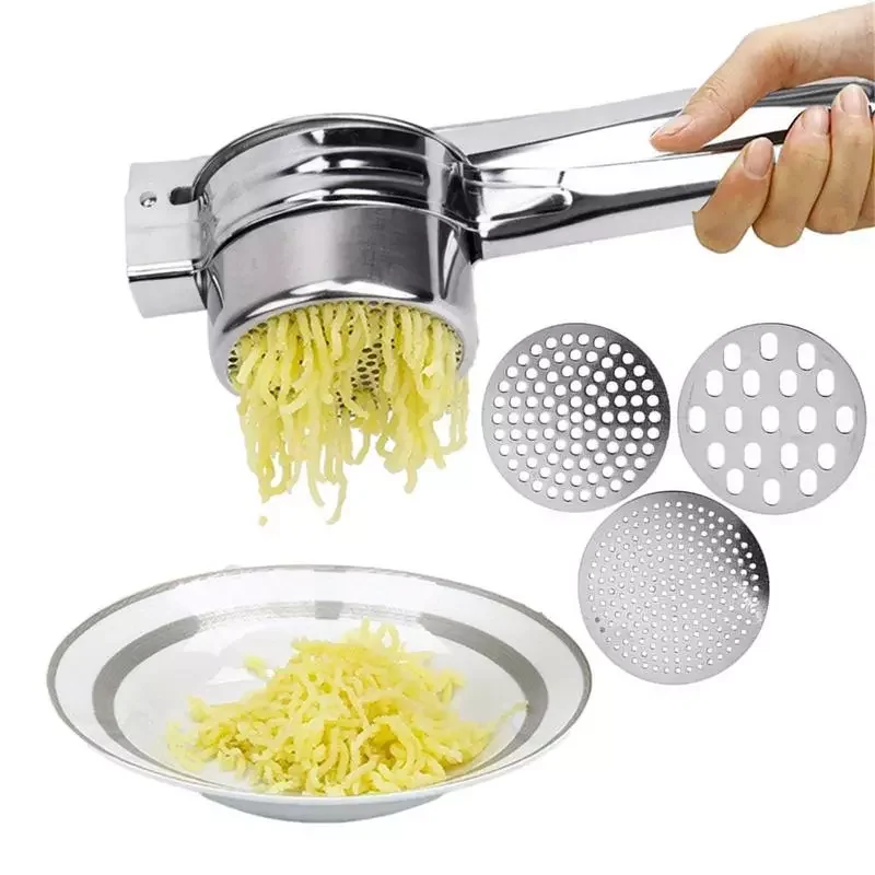 

Potato Masher Ricer Press Mashed Potatoes Stainless Steel Crushing Potatoes Puree Fruit Vegetable Juicer Press Maker Tool