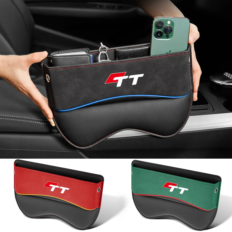 

Universal Car Seat Storage Box For Audi TT Car Seat Gap Organizer Seat Side Bag Reserved Charging Cable Hole car accessories