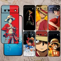 cool luffy one piece for google pixel 6 pro 6a 5a 5 4 4a xl 5g black phone case shockproof shell soft fundas coque capa