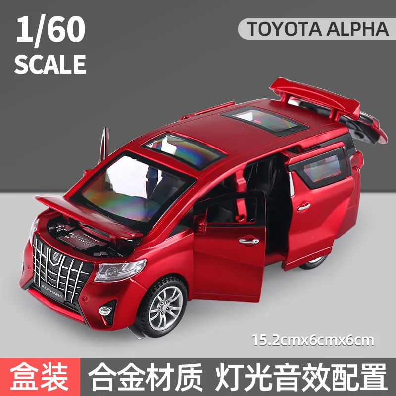 

Модель автомобиля Toyota ALPHARD в масштабе 1:32, литая модель из металлического сплава, со звуком светильник, коллекционная детская игрушка, подаро...