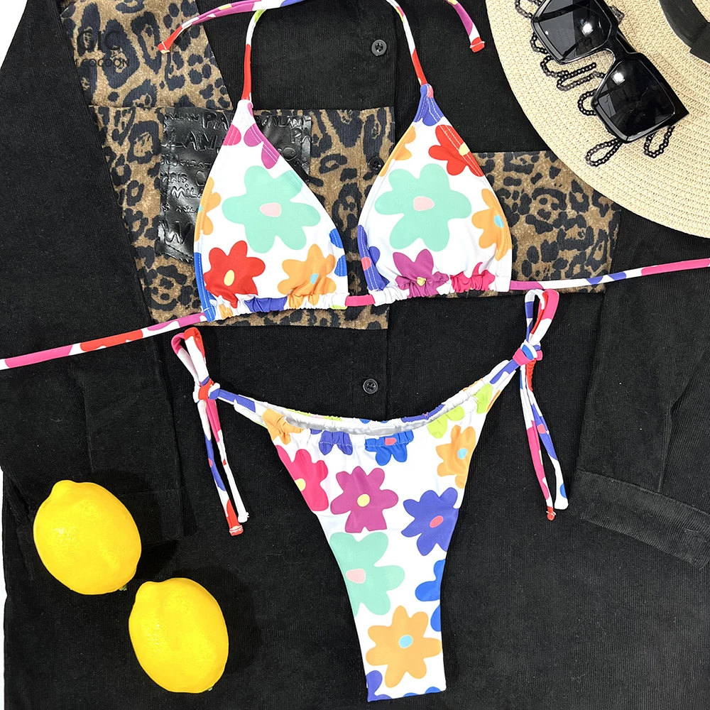 

High Waist Flower Printed Sexy Swimsuit Ladies Summer Swimwear Two Piece Cute Sexy Swim Suits Sexy Beachwear Bathing Suit Women